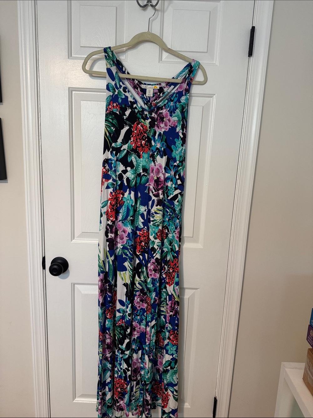 C&C California Floral Maxi Dress in Navy, Teal, Purple & Red